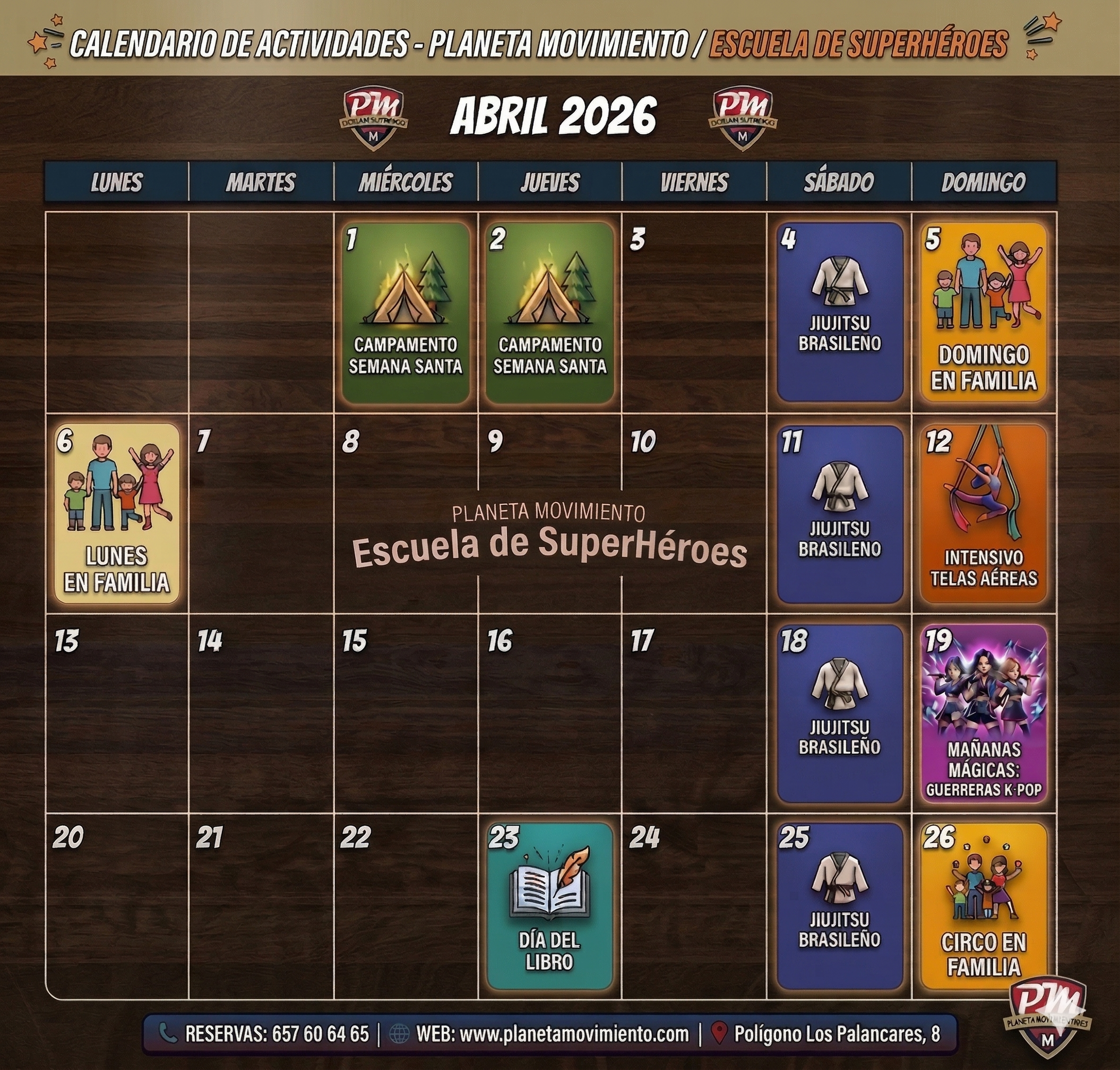 Calendario actividades Abril PM